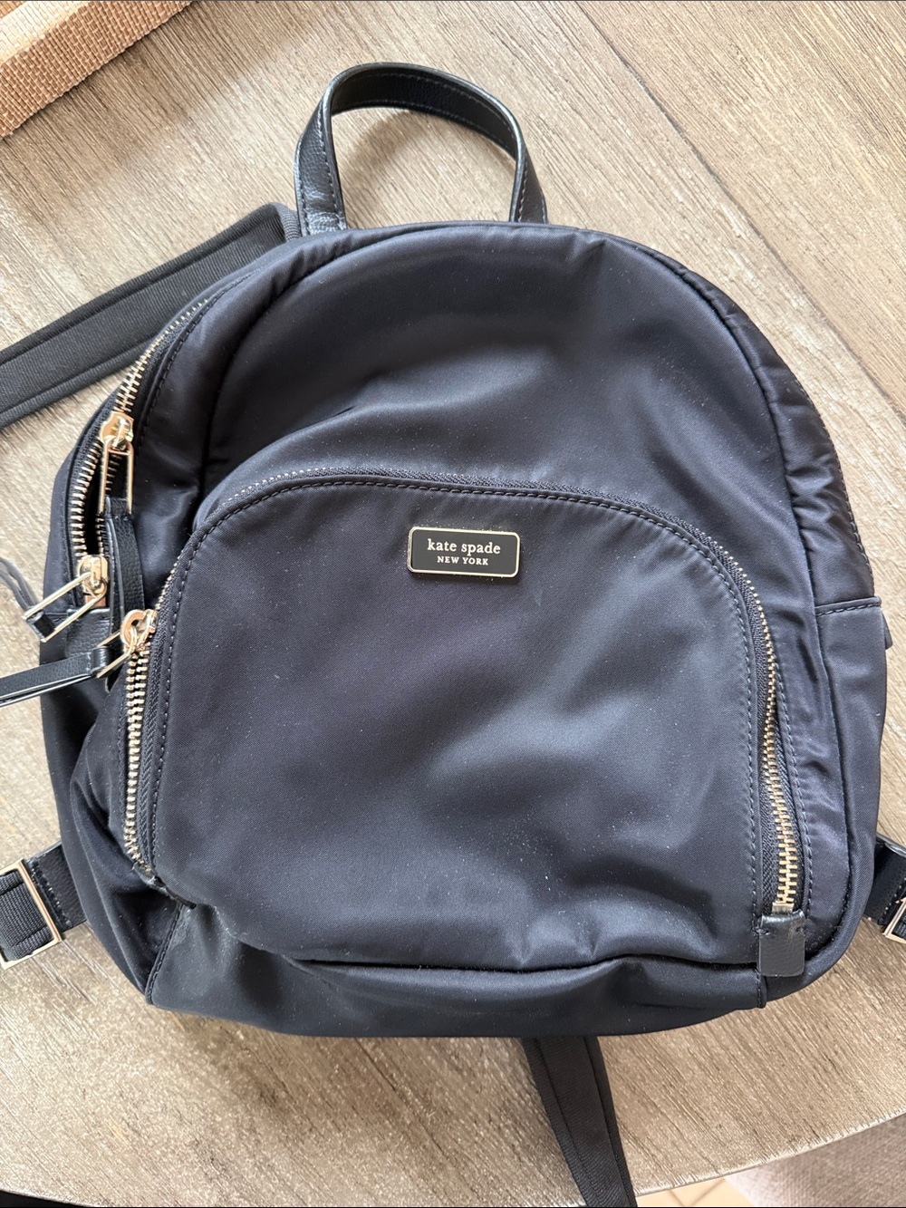 kate spade Black Nylon Mini Backpack with Gold Hardware
